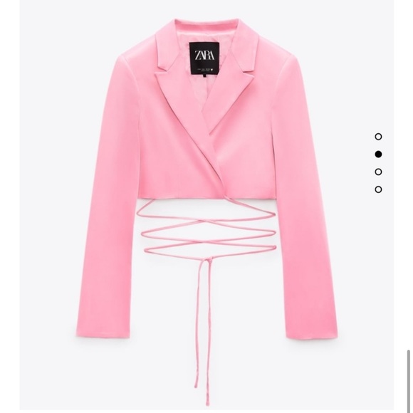 Zara Set Satin Cropped Blazer and Wide Pants Pink - Picture 6 of 8
